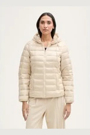 TOM TAILOR Damen Lightweight Steppjacke mit wasserabweisender Funktion, braun, Uni, Gr. XXL, polyamid
