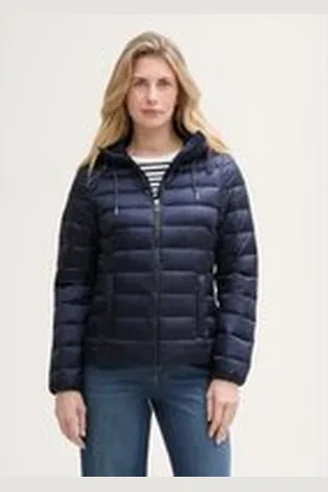 TOM TAILOR Damen Lightweight Steppjacke mit wasserabweisender Funktion, blau, Uni, Gr. XXL, polyamid