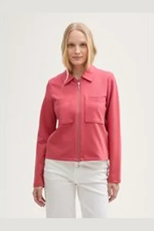 TOM TAILOR Damen Jacke mit Brusttaschen, rot, Uni, Gr. XXL, baumwolle
