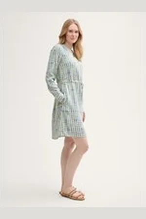 TOM TAILOR Damen Kleid mit Muster, grün, Kariert, Gr. 36, viskose_livaeco_by_birla_cellulose