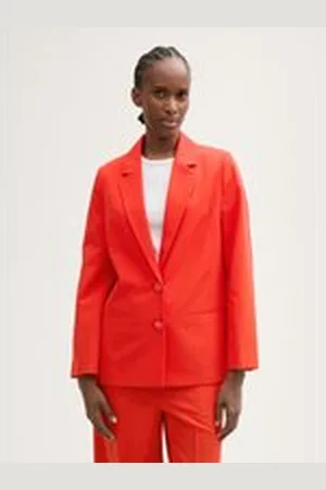 TOM TAILOR Damen Regular Fit Blazer, rot, Uni, Gr. XL, polyester