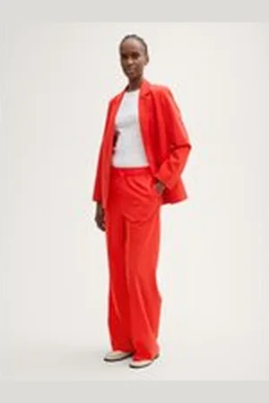TOM TAILOR Damen Wide Leg Hose, rot, Uni, Gr. L, polyester