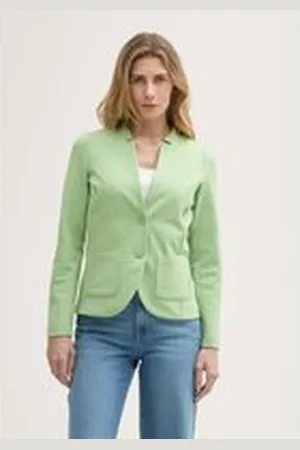TOM TAILOR Damen Slim Fit Blazer mit Ottoman-Struktur, grün, Uni, Gr. XS, baumwolle