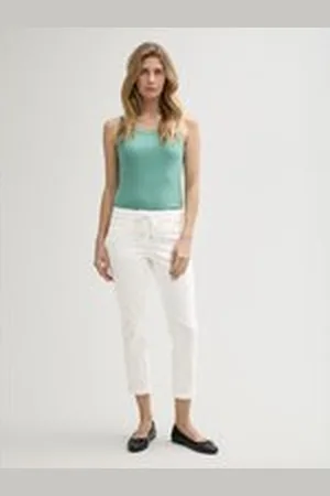 TOM TAILOR Damen Tapered Relaxed Hose, weiß, Uni, Gr. 44/28, baumwolle