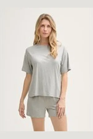 TOM TAILOR Damen Basic Pyjama-Set, grau, Meliert, Gr. S/36, viskose