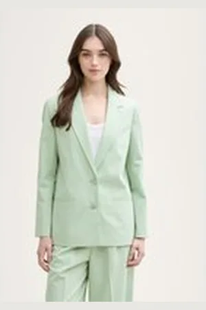 TOM TAILOR Damen Regular Fit Blazer, grün, Uni, Gr. XL, polyester