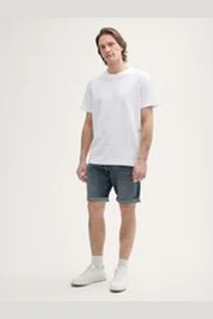 TOM TAILOR Herren TTJOSH Regular Slim Jeans Shorts, blau, Uni, Gr. 30, baumwolle
