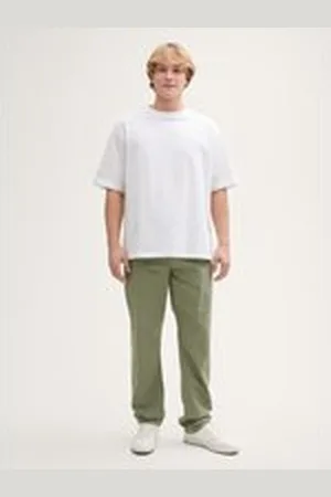 TOM TAILOR Herren Loose Fit Hose mit Leinenanteil, grün, Uni, Gr. L, leinen_zertifiziert