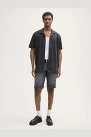 TOM TAILOR Herren TTPIERS Slim Jeans Shorts mit Stretch, schwarz, Uni, Gr. XXL, baumwolle