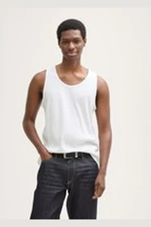TOM TAILOR Herren Ripp Tanktop aus Baumwolle, weiß, Uni, Gr. XXL, baumwolle