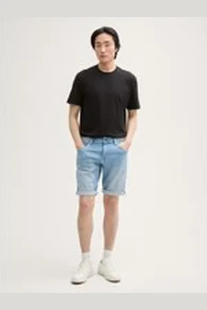 TOM TAILOR Herren TTJOSH Regular Slim Jeans Shorts mit Superstretch, blau, Uni, Gr. 28, baumwolle