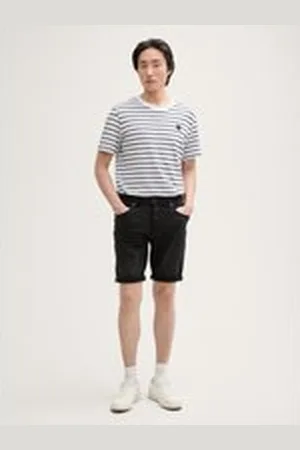 TOM TAILOR Herren TTJOSH Regular Slim Jeans Shorts mit Superstretch, schwarz, Uni, Gr. 28, baumwolle