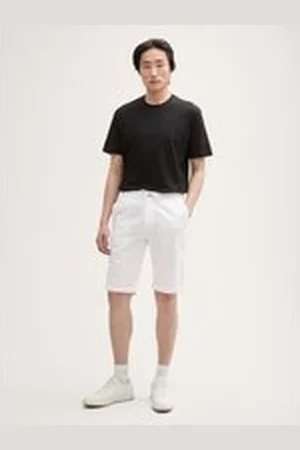 TOM TAILOR Herren Regular Shorts mit Leinenanteil, weiß, Uni, Gr. XXL, leinen_zertifiziert