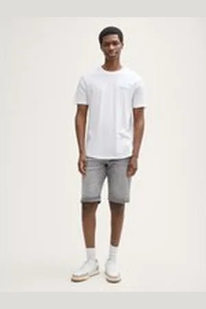 TOM TAILOR Herren TTPIERS Slim Jeans Shorts mit Stretch, grau, Uni, Gr. XXL, baumwolle