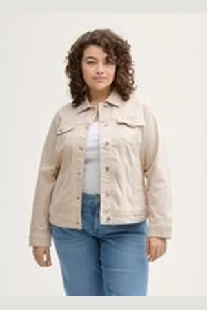 TOM TAILOR Damen Plus Size - Jeansjacke mit Eingriffstaschen, braun, Uni, Gr. 48, baumwolle
