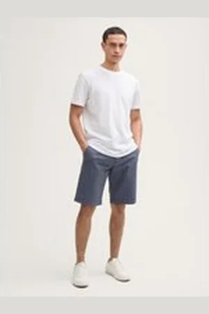 TOM TAILOR Herren Regular Chino Shorts aus Baumwolle, blau, Meliert, Gr. 30, baumwolle