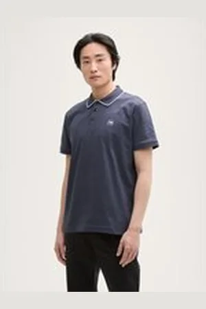 TOM TAILOR Herren Piqué Poloshirt mit Print, grau, Uni, Gr. XL, baumwolle