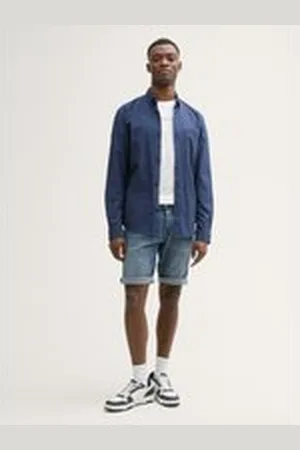 TOM TAILOR Herren TTPIERS Slim Jeans Shorts mit Stretch, blau, Uni, Gr. XXL, baumwolle