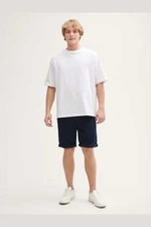 TOM TAILOR Herren Regular Shorts mit Gummibund aus Baumwolle, blau, Uni, Gr. XXL, baumwolle