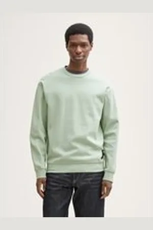 TOM TAILOR Herren Piqué Sweatshirt, grün, Uni, Gr. S, baumwolle