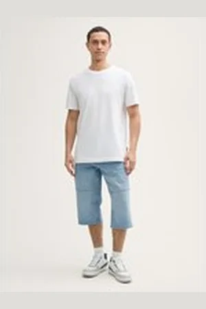 TOM TAILOR Herren TTMORRIS Relaxed Overknee Jeans Shorts, blau, Uni, Gr. 28, baumwolle