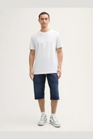 TOM TAILOR Herren TTMORRIS Relaxed Overknee Jeans Shorts, blau, Uni, Gr. 30, baumwolle