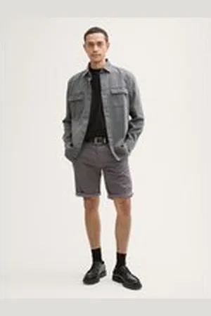 TOM TAILOR Herren Slim Chino Shorts, schwarz, Uni, Gr. 28, baumwolle