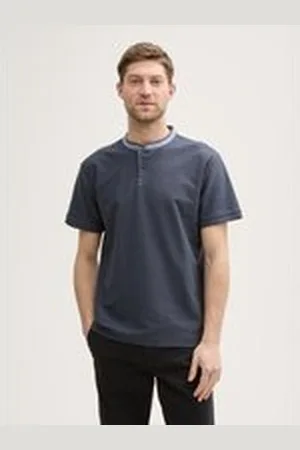 TOM TAILOR Herren Poloshirt mit Stehkragen, grau, Uni, Gr. XL, baumwolle