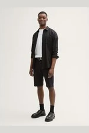 TOM TAILOR Herren Regular Fit Chino Shorts, schwarz, Uni, Gr. XL, baumwolle