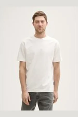 TOM TAILOR Herren Basic T-Shirt mit Struktur, weiß, Uni, Gr. XL, baumwolle