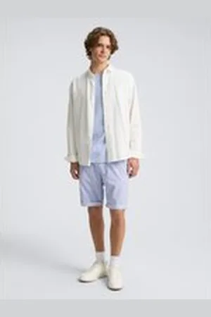 TOM TAILOR Herren Shorts mit Gummibund aus Baumwolle, blau, Meliert, Gr. XXL, baumwolle