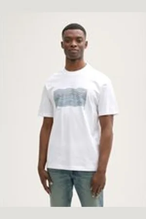 TOM TAILOR Herren Relaxed Fit T-Shirt mit Print, weiß, Uni, Gr. XXL, baumwolle