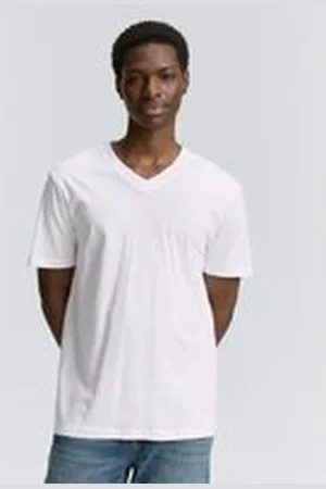 TOM TAILOR Herren Basic T-Shirt mit V-Ausschnitt, weiß, Uni, Gr. XL, baumwolle