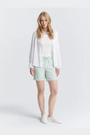 TOM TAILOR Damen Chino Bermuda Shorts mit Kordelzug, grün, Gemustert, Gr. 38, baumwolle