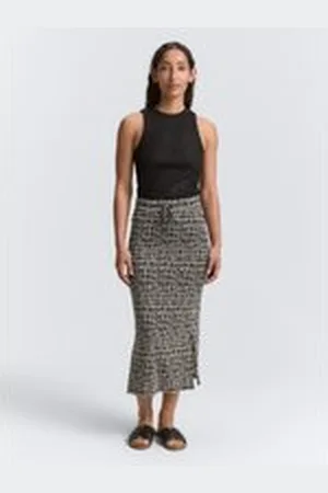 TOM TAILOR Damen Jersey Midi-Rock, schwarz, Gemustert, Gr. 36, viskose
