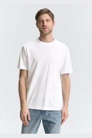 TOM TAILOR Herren Basic T-Shirt mit Struktur, weiß, Uni, Gr. S, baumwolle
