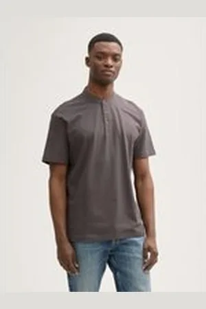 TOM TAILOR Herren Relaxed Fit Poloshirt mit Stehkragen, grau, Uni, Gr. XL, baumwolle