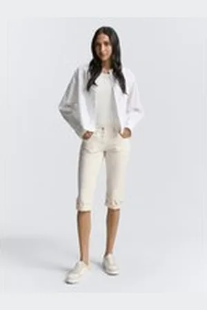 TOM TAILOR Damen Tapered Relaxed Capri Hose, braun, Gestreift, Gr. 36, biobaumwolle