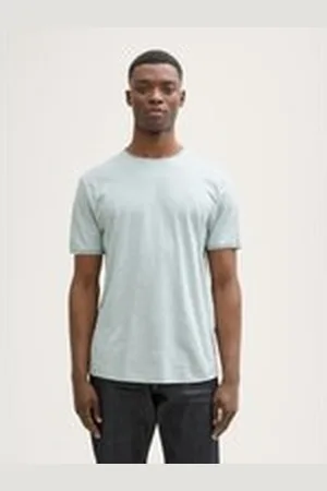 TOM TAILOR Herren T-Shirt in Melange Optik, blau, Uni, Gr. L