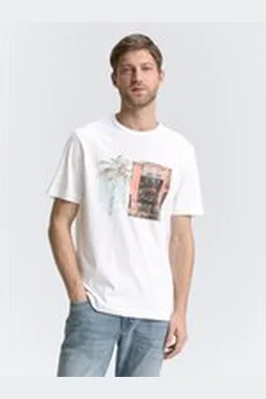 TOM TAILOR Herren T-Shirt mit Foto-Print, weiß, Uni, Gr. XL, baumwolle