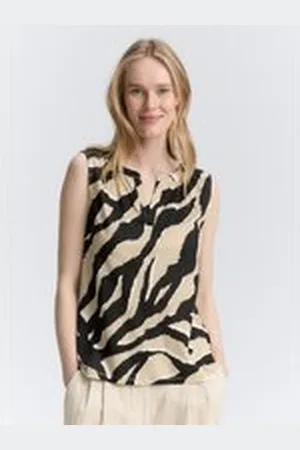 TOM TAILOR Damen Top mit Muster, braun, Animalprint, Gr. XL