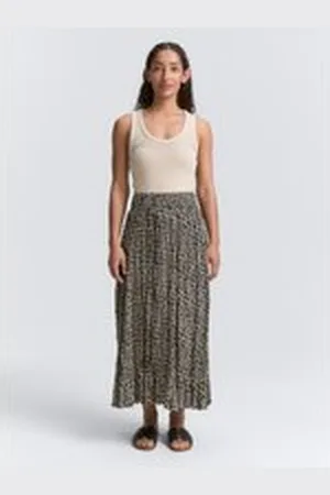 TOM TAILOR Damen High Waist Midi-Rock aus Viskose, schwarz, Gemustert, Gr. 36, viskose