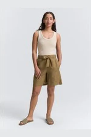 TOM TAILOR Damen Loose Straight Bermuda Shorts mit Leinenanteil, grün, Uni, Gr. 34, leinen_zertifiziert