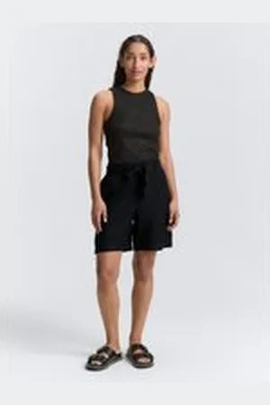 TOM TAILOR Damen Loose Straight Bermuda Shorts mit Leinenanteil, schwarz, Uni, Gr. 38, leinen_zertifiziert
