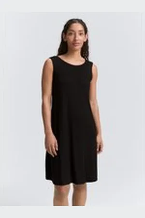 TOM TAILOR Damen Jersey Kleid mit Rückendetail, schwarz, Uni, Gr. 36, viskose