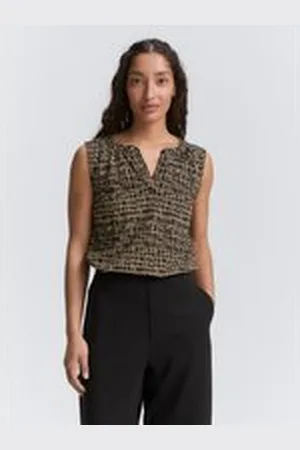 TOM TAILOR Damen Top mit Muster, schwarz, Gemustert, Gr. L