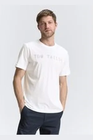TOM TAILOR Herren T-Shirt mit Logo-Print, weiß, Uni, Gr. XL, baumwolle