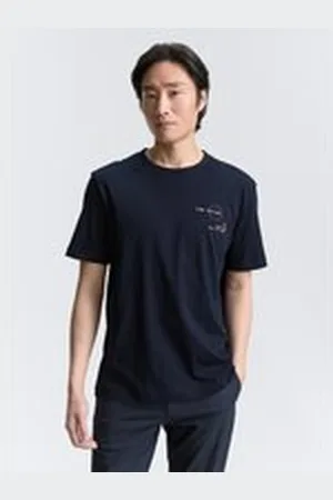TOM TAILOR Herren T-Shirt mit Print, blau, Uni, Gr. XXL, baumwolle