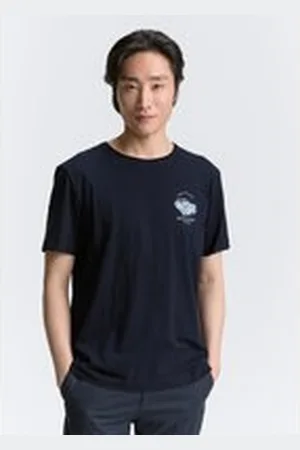 TOM TAILOR Herren T-Shirt mit Print, blau, Uni, Gr. XL, baumwolle