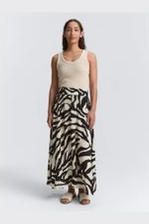 TOM TAILOR Damen High Waist Midi-Rock aus Viskose, braun, Gemustert, Gr. 36, viskose